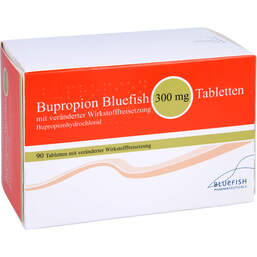 Abbildung: Bupropion Bluefish 300 mg Tabletten mit veränd.Wst.-Frs. 90 St, Tablette mit veränderter Wirkstofffreisetzung PZN 15293723
