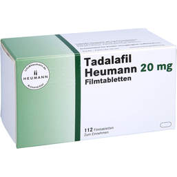 Abbildung: Tadalafil Heumann 20 mg Filmtabletten 112 St, Filmtabletten PZN 15303692