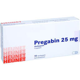 Abbildung: Pregabin 25 mg Hartkapseln Heunet 14 St, Hartkapseln PZN 15303775