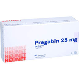Abbildung: Pregabin 25 mg Hartkapseln Heunet 56 St, Hartkapseln PZN 15303781