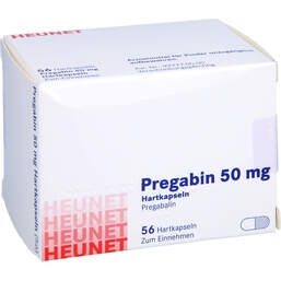 Abbildung: Pregabin 50 mg Hartkapseln Heunet 56 St, Hartkapseln PZN 15303829