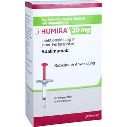Abbildung: Humira 20 mg / 0,2 ml Injektionslösung in Fertigspritze  2 St, Injektionslösung PZN 15317783
