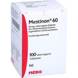 Abbildung: Mestinon 60 mg überzogene Tabletten 100 St, Überzogene Tabletten PZN 15317820