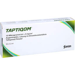 Abbildung: Taptiqom 15 µg / ml + 5 mg / ml Augentropfeni.Einzeldosisb 30X0.3 ml, Einzeldosispipetten PZN 15319440