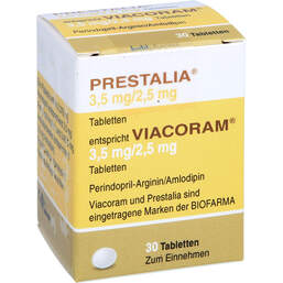 Abbildung: Viacoram 3,5 mg / 2,5 mg Tabletten 30 St, Tabletten PZN 15378276