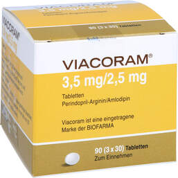 Abbildung: Viacoram 3,5 mg / 2,5 mg Tabletten 90 St, Tabletten PZN 15378282