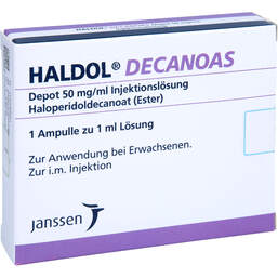 Abbildung: Haldol decanoas Depot 50 mg / ml Injektionslösung i.e.Ampulle 1X1 ml, Injektionslösung PZN 15378980