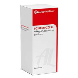 Abbildung: Posaconazol AL 40 mg / ml Suspension zum Einnehmen 105 ml, Suspension zum Einnehmen PZN 15385939