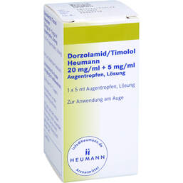 Abbildung: Dorzolamid / Timolol Heumann 20 mg / ml + 5 mg / ml Atr 1X5 ml, Augentropfen PZN 15393413