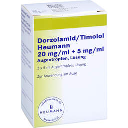 Abbildung: Dorzolamid / Timolol Heumann 20 mg / ml + 5 mg / ml Atr 2X5 ml, Augentropfen PZN 15393436