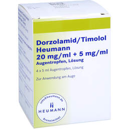 Abbildung: Dorzolamid / Timolol Heumann 20 mg / ml + 5 mg / ml Atr 4X5 ml, Augentropfen PZN 15393459