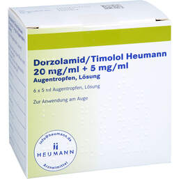 Abbildung: Dorzolamid / Timolol Heumann 20 mg / ml + 5 mg / ml Atr 6X5 ml, Augentropfen PZN 15393471