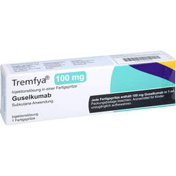 Abbildung: Tremfya 100 mg Injektionslösung in einer Fertigspritze 1 St, Injektionslösung PZN 15395435