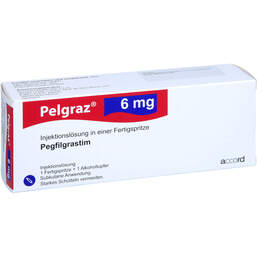 Abbildung: Pelgraz 6 mg Injektionslösung Fertigspritze mit autom.Nadels. 1 St, Injektionslösung PZN 15395501