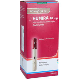 Abbildung: Humira 40 mg / 0,4 ml Injektionslösung im Fertigpen 4 St, Injektionslösung PZN 15398675