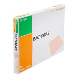Abbildung: Bactigras antiseptische Paraffingaze 10x10 cm 10 St, Wundgaze PZN 15404306
