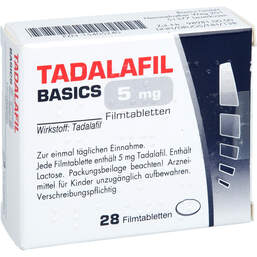 Abbildung: Tadalafil Basics 5 mg Filmtabletten 28 St, Filmtabletten PZN 15405240