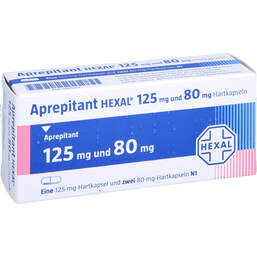 Abbildung: Aprepitant Hexal 125 mg und 80 mg Hartkapseln 3 St, Hartkapseln PZN 15405837
