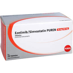 Abbildung: Ezetimib / Simvastatin Puren 10 mg / 40 mg Tabletten 100 St, Tabletten PZN 15416516
