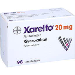 Abbildung: Xarelto 20 mg Filmtabletten 98 St, Filmtabletten PZN 15433785