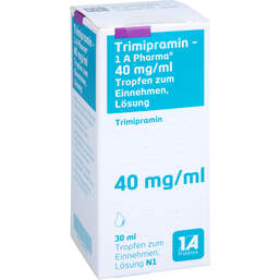 Abbildung: Trimipramin-1A Pharma 40 mg / ml Tropfen zum Einnehmen 30 ml, Tropfen zum Einnehmen PZN 15436281