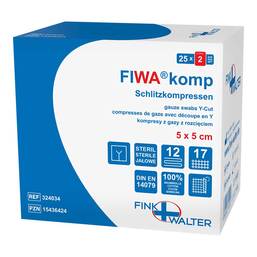 Abbildung: Schlitzkompressen 5x5 cm steril 12fach 25X2 St, Kompressen PZN 15436424