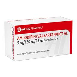 Abbildung: Amlodipin / Valsartan / HCT AL 5 / 160 / 25 mg Filmtabletten  98 St, Filmtabletten PZN 15437091