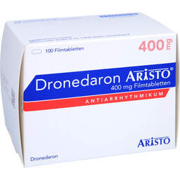 Abbildung: Dronedaron Aristo 400 mg Filmtabletten 100 St, Filmtabletten PZN 15529203