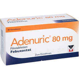 Abbildung: Adenuric 80 mg Filmtabletten 84 St, Filmtabletten PZN 15529545