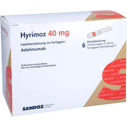 Abbildung: Hyrimoz 40 mg / 0,8 ml Injektionslösung im Fertigpen 6 St, Injektionslösung PZN 15530117