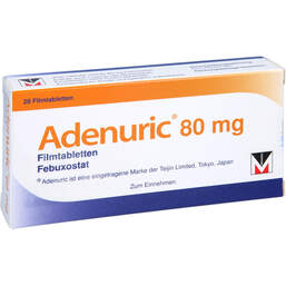 Abbildung: Adenuric 80 mg Filmtabletten 28 St, Filmtabletten PZN 15563134
