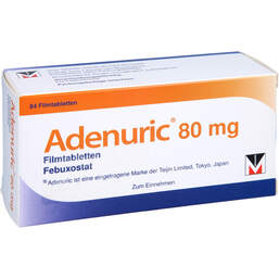 Abbildung: Adenuric 80 mg Filmtabletten 84 St, Filmtabletten PZN 15563140