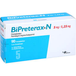 Abbildung: Bipreterax N 5 mg / 1,25 mg Filmtabletten 90 St, Filmtabletten PZN 15568284