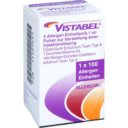 Abbildung: Vistabel 4 Allergan-E. / 0,1ml 100E. P.z.H.einer Injektionslösung 1 St, Pulver zur Herstellung einer Injektionslösung PZN 15569645