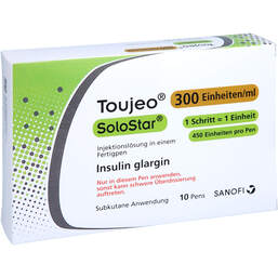 Abbildung: Toujeo 300 E / ml Solostar Injektionslösung in einem Fertigpen 10X1.5 ml, Injektionslösung PZN 15570453