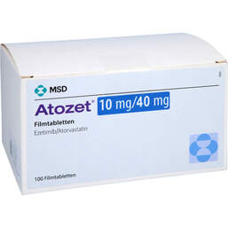 Abbildung: Atozet 10 mg / 40 mg Filmtabletten 100 St, Filmtabletten PZN 15571524