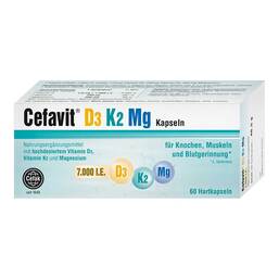 Abbildung: Cefavit D3 K2 Mg 7.000 I.E. Hartkapseln 60 St, Hartkapseln PZN 15580173