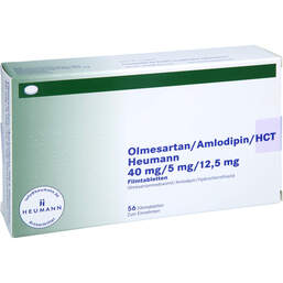 Abbildung: Olmesartan / Amlodipin / HCT Heumann 40 / 5 / 12,5mg Fta 56 St, Filmtabletten PZN 15580374