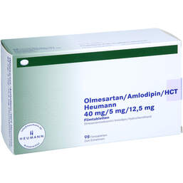 Abbildung: Olmesartan / Amlodipin / HCT Heumann 40 / 5 / 12,5mg Fta 98 St, Filmtabletten PZN 15580380
