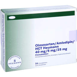 Abbildung: Olmesartan / Amlodipin / HCT Heumann 40 / 5 / 25mg Fta 56 St, Filmtabletten PZN 15580411