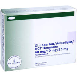 Abbildung: Olmesartan / Amlodipin / HCT Heumann 40 / 10 / 25mg Fta 56 St, Filmtabletten PZN 15580486