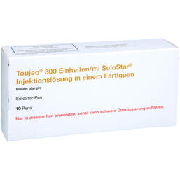 Abbildung: Toujeo 300 E / ml Solostar Injektionslösung in einem Fertigpen 10X1.5 ml, Injektionslösung PZN 15580546