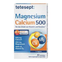 Abbildung: Tetesept Magnesium + Calcium 500 Tabletten 30 St, Tabletten PZN 15581729