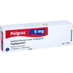 Abbildung: Pelgraz 6 mg Injektionslösung Fertigspritze mit autom.Nadels. 1 St, Injektionslösung PZN 15587583