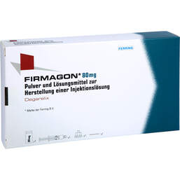 Abbildung: Firmagon 80 mg Pulver und Lösungsmittel z.Her.einer Injektionslösung 1 St, Pulver u. Lösungsmittel zur Herstellung einer Injektionslsg. PZN 15587838