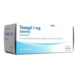 Abbildung: Tavegyl 1 mg Tabletten 50 St, Tabletten PZN 15607972