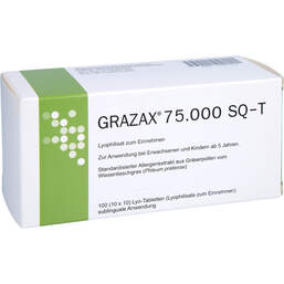 Abbildung: Grazax 75.000 SQ-T Lyo-Tabletten Lyophili.zum Einnehmen 100 St, Sublingualtabletten PZN 15608322