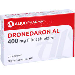 Abbildung: Dronedaron AL 400 mg Filmtabletten 20 St, Filmtabletten PZN 15609824