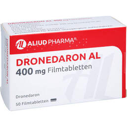 Abbildung: Dronedaron AL 400 mg Filmtabletten 50 St, Filmtabletten PZN 15609853