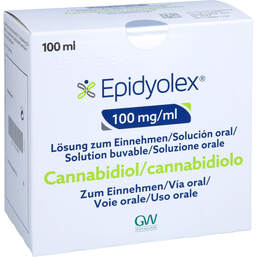 Abbildung: Epidyolex 100 mg / ml Lösung zum Einnehmen 100 ml, Lösung zum Einnehmen PZN 15609907